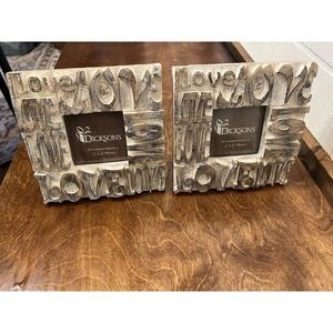 Set Of 2 Dicksons Resin Frame "LOVE" 6.25" Square 3"x3" Inch